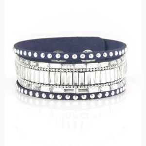 Paparazzi Silver and Blue Bracelet Rock Star Rocker Bling Fashion Jewelry